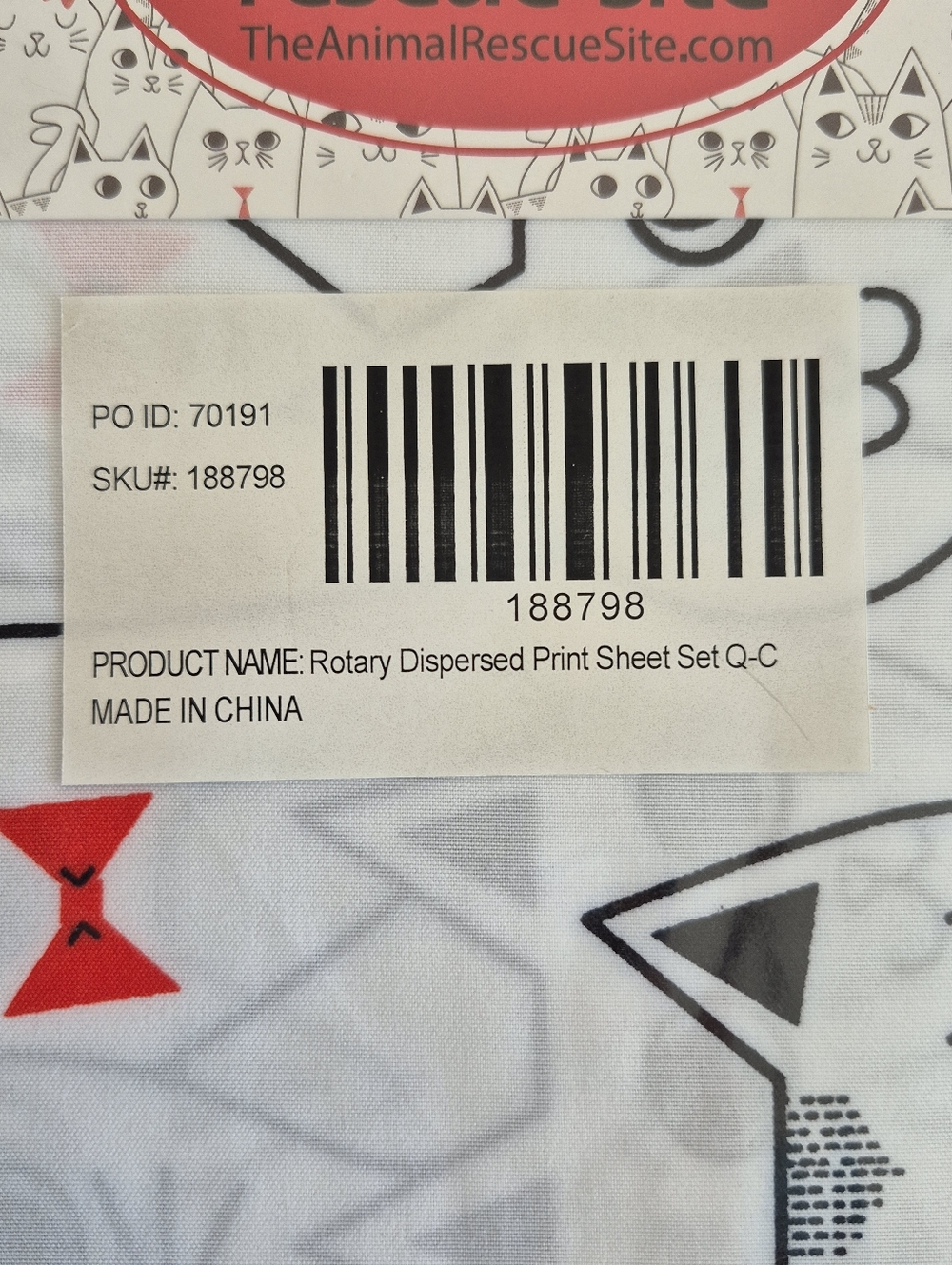 The Animal Rescue Site Cat Print Micro Fiber Sheets Queen. New Black, White, Red - Picture 4 of 5